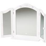 LEDライトつき 卓上ミラー 女優ミラー 三面鏡 大型 化粧鏡 鏡台 おしゃれ 電球付き 明るさ 調整可 調光可 萩原