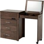 【選べる3色】 3WAY ドレッサーデスク コンセント付き キャスター付き 大容量 拡張式 バタフライテーブル 萩原