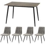 大理石調ダイニングセット 120×80 5点セット 4人用 ホテルライク モダン モノトーン 正方形 萩原