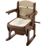 Richell 木製トイレきらく　コンパクト　肘掛跳ね上げ 木製きらく 片付け簡単トイレ 肘掛跳ね上げ Richell(リッチェル