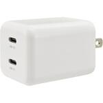 USB PD対応 AC充電器 45W Type-C×2 GaN 急速充電 オーム電機