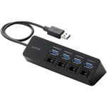USBハブ 3.0 4ポート 個別スイッチ付 バスパワー マグネット付 ケーブル長 30cm エレコム