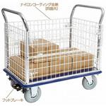 NK307NC-AR ナイロンコート金網台車「両面開閉型金網付き、空気入りタイヤ付き」＜フットブレーキなし＞ エヌケーキャリーキャスター