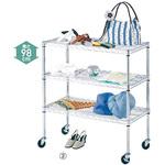 ワイヤーラック D45cmタイプ(キャスター付き) H98cm 3段 D45.7cm アズワン