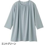 821216 7分袖衿元ギャザーチュニックミントグリーンLL ケアファッション