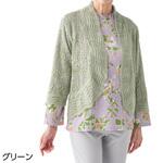 821670 ニット透かし編みボレログリーンLL ケアファッション