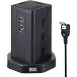 タワー型タップ 360°配線  雷ガード 集中スイッチ AC12個口 USB4ポート 急速充電 スイングプラグ 取付用マグネット付き ELPA