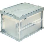 オリコン 折りたたみコンテナ 50L (フタ付・長辺・短辺トビラ付)ライトグレー TRUSCO