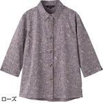 822191 7分袖綿100%斜め釦ホールブラウス ケアファッション