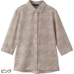 822192 7分袖斜め釦ホールブラウス ケアファッション