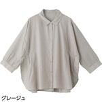 822224 7分袖シャンブレーブラウス ケアファッション