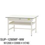 軽量作業台/耐荷重150kg_中間棚付固定式_ワイド引き出し付_ワークテーブル150シリーズ_低圧メラミン天板 山金工業