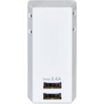 UA-222L USBタップ 過電流保護 急速充電 2個口 2ポート 2.4A コードなし ELPA