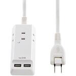 耐雷USBコード付きタップ 急速充電 3個口 2ポート ELPA