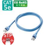 LANケーブル cat5e 単線 STP(ノイズに強いシールド加工) コネクタ付 ブルー RoHS エレコム