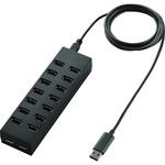 USBハブ 2.0 16ポート 同時接続 セルフパワー ACアダプタ付 着脱式ケーブル エレコム