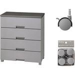 収納家具 フィッツチェスト 7504 グレー + 差込式キャスター CSP-40 グレー セット TENMA(天馬)