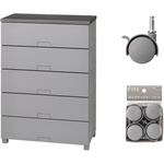 収納家具 フィッツチェスト フルフラット7505 グレー + 差込式キャスター CSP-40 グレー セット TENMA(天馬)