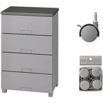 収納家具 フィッツチェスト フルフラット5504 グレー + 差込式キャスター CSP-40 グレー セット TENMA(天馬)