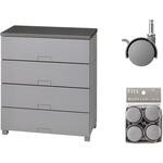 収納家具 フィッツチェスト フルフラット7504 グレー + 差込式キャスター CSP-40 グレー セット TENMA(天馬)