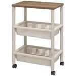 ウッドテーブルワゴンWTW-3S グレイッシュベージュ(GRB) 不動技研