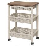 ウッドテーブルワゴンWTW-3HS グレイッシュベージュ(GRB) 不動技研