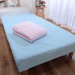パッド一体型綿100%タオル素材ボックスシーツ2色組 ファミリー・ライフ