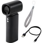 ハンディファン 携帯扇風機 コンパクト ナトリウムイオン電池 100段階風量 数字表示(残量・風量) エレコム