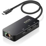LANアダプター 有線 タイプC Giga USBハブ付 (USB-A×3) USB3.2(Gen1)/3.1(Gen1)/3.0 10/100/1000Mbps エレコム
