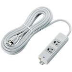 電源タップ 3P 2個口 マグネット付 抜け止め 固定用フック穴付き