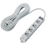 電源タップ 3P 4個口 マグネット付 固定用フック穴付 抜け防止 雷サージ防止 LED付 工事用 RoHS OAタップ エレコム