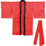 ソフトサテン ロングハッピ袖付 赤 (ハチマキ付) アーテック[学校教材・教育玩具]