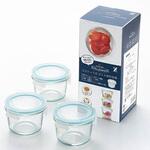 グラスコンテナ3点ロック式ガラス保存容器 ミニ丸型 ヨシカワ