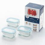 グラスコンテナ4点ロック式ガラス保存容器 ミニ角型 ヨシカワ