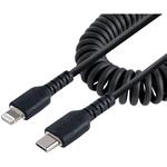 高耐久Lightning - USB-Cケーブル コイル(伸縮)型/ブラック/アラミド繊維補強/MFi認証/iPhone充電ケーブル/タイプC - Apple (アップル)充電 ライトニング カールコード StarTech.com