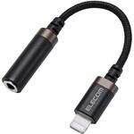 Lightningプラグ イヤホンジャック 変換ケーブル 3.5mm 4極 通話対応 高耐久 ナイロンメッシュ 約10cm エレコム