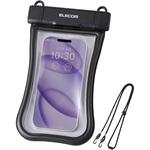 スマホ 防水ケース IP68 防塵防水 6.9インチまで 首掛け/ショルダー ストラップ付 くびれライン エレコム