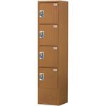 【バンド赤】脱衣場向木目調パーソナルロッカー(1列4段) 仁張工作所