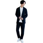 ALLESTサステナブル春夏スーツ ネイビー M/L/XL 植物由来スーツ 次世代スーツ 高伸縮スーツ 360度ストレッチ パジャマ感覚 シルクタッチ 究極の肌触り 軽量スーツ パッカブルスーツ ディーエーピーネットワーク