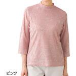 821236 7分袖かすりジャカードTシャツ ケアファッション