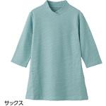 822221 7分袖綿混タックジャカードTシャツ ケアファッション