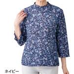 822220 7分袖花柄京都プリントTシャツ ケアファッション