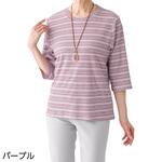 38691 7分袖ピケボーダーTシャツ ケアファッション