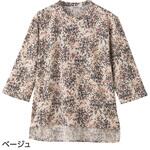 822233 7分袖後ろ長め綿混Tシャツ ケアファッション