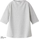 821302 5分袖ふっくらやわらかジャカードTシャツ ケアファッション