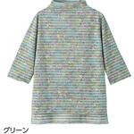 822236 7分袖後ろ長め綿混Tシャツ ケアファッション