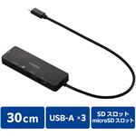 USB Type-C ハブ USB3.1 Gen1 USB-A×3 SD+microSD×1 バスパワー 薄型 【TypeC 機器対応】 ケーブル約30cm エレコム