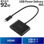 USB-C ハブ ドッキングステーション 3in1 HDMI 4K 60Hz PD 最大100W入力 USB-A USB3.2 コンパクト エレコム
