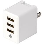 3.4A 3ポートUSB 充電器 ホワイト ナカバヤシ