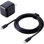ACDC-PD8445BK Type-C充電器 PD 45W PPS対応 USB-C×1ポート ノートパソコン向け TypeCケーブル付属 2m 折りたたみプラグ エレコム